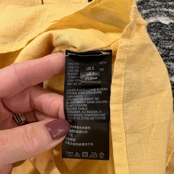 UO honey yellow with cherries print milkmaid mini dress with ruffles - Picture 13 of 14